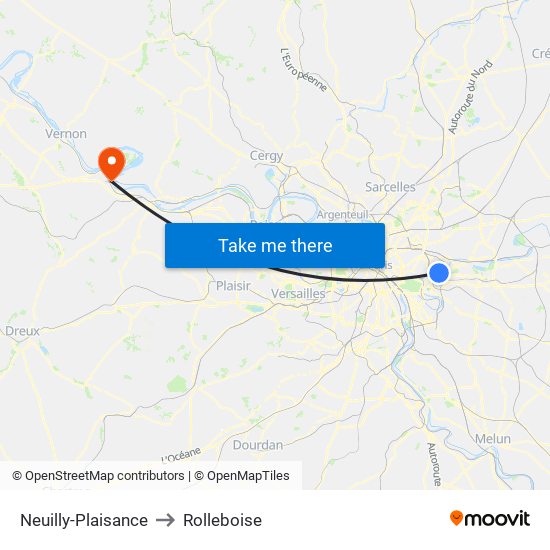 Neuilly-Plaisance to Rolleboise map