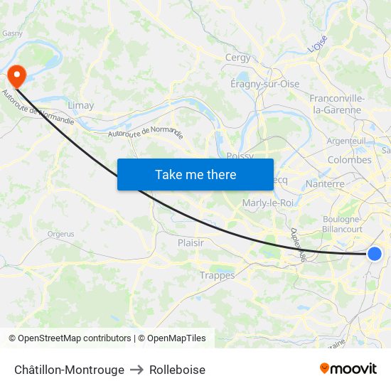 Châtillon-Montrouge to Rolleboise map