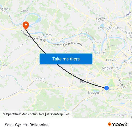 Saint-Cyr to Rolleboise map