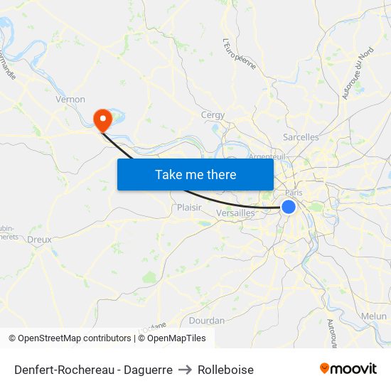 Denfert-Rochereau - Daguerre to Rolleboise map
