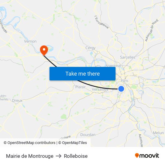 Mairie de Montrouge to Rolleboise map