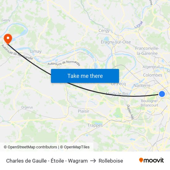 Charles de Gaulle - Étoile - Wagram to Rolleboise map