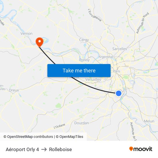 Aéroport Orly 4 to Rolleboise map