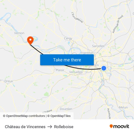 Château de Vincennes to Rolleboise map
