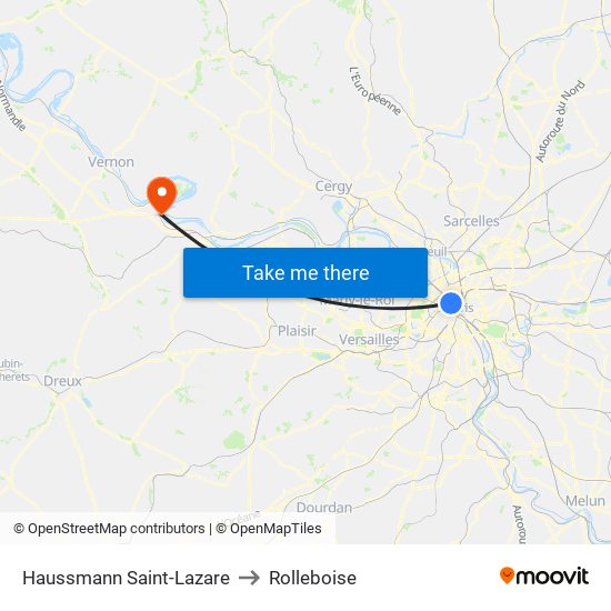 Haussmann Saint-Lazare to Rolleboise map