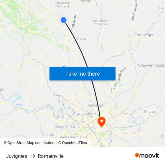 Juvignies to Romainville map