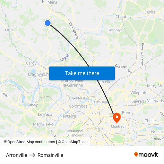 Arronville to Romainville map