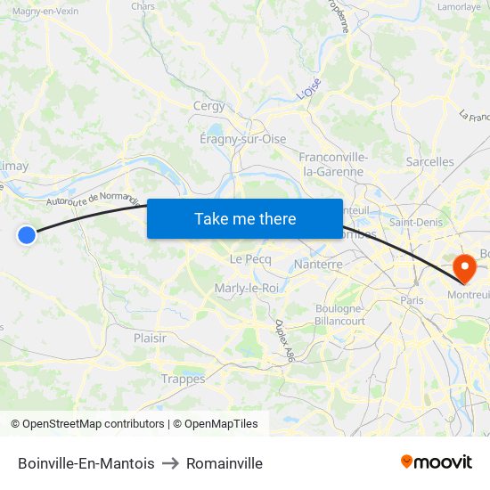 Boinville-En-Mantois to Romainville map