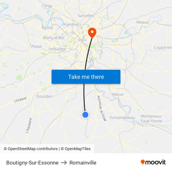 Boutigny-Sur-Essonne to Romainville map