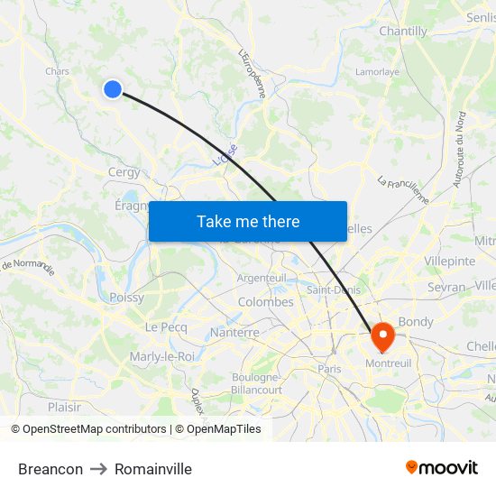 Breancon to Romainville map