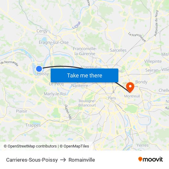 Carrieres-Sous-Poissy to Romainville map