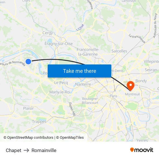 Chapet to Romainville map