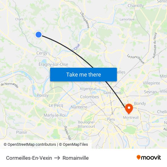 Cormeilles-En-Vexin to Romainville map