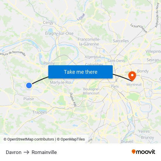 Davron to Romainville map