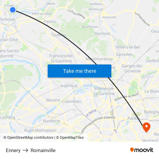 Ennery to Romainville map