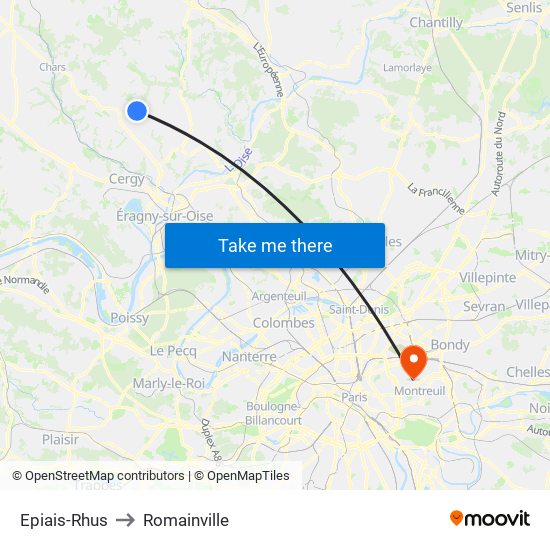 Epiais-Rhus to Romainville map