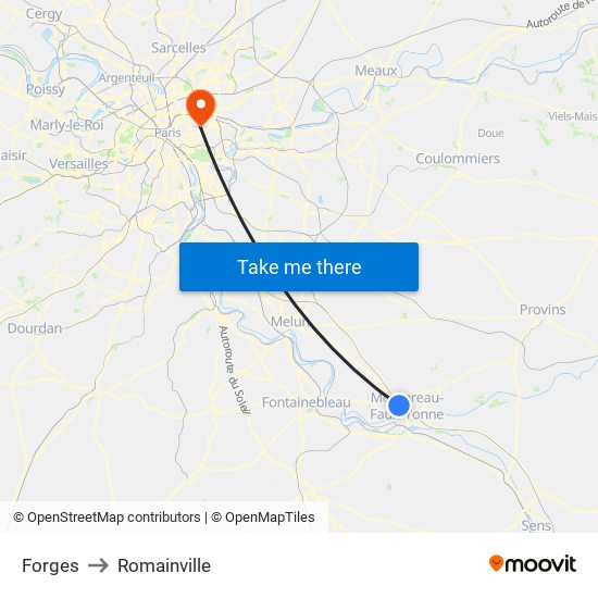 Forges to Romainville map