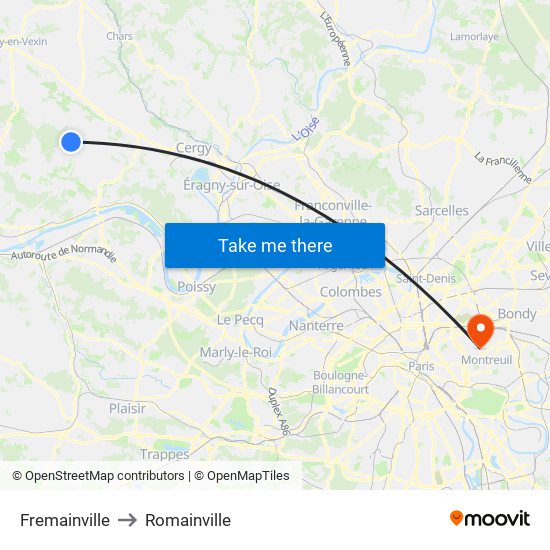 Fremainville to Romainville map