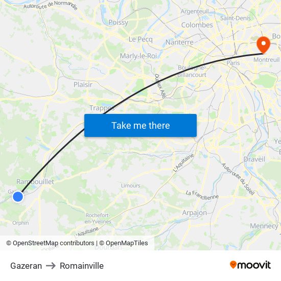 Gazeran to Romainville map