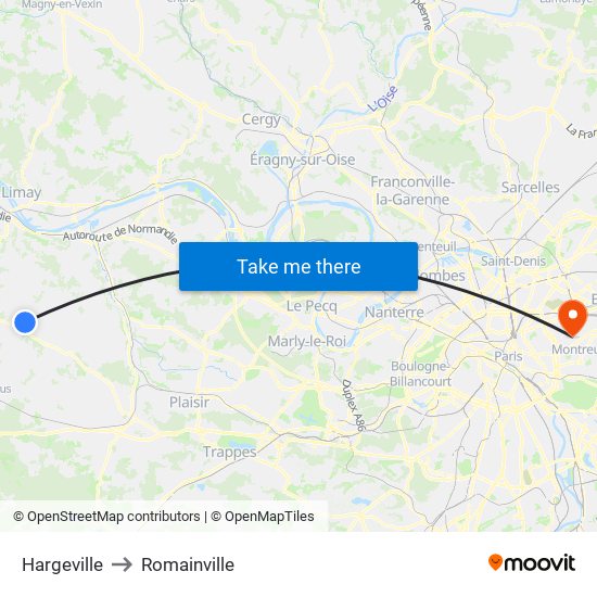 Hargeville to Romainville map