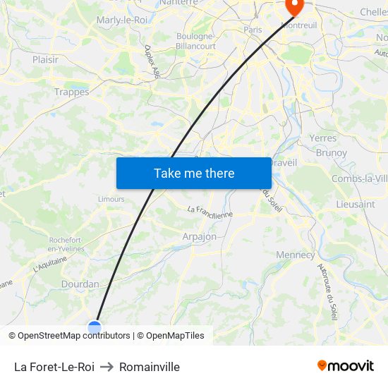 La Foret-Le-Roi to Romainville map