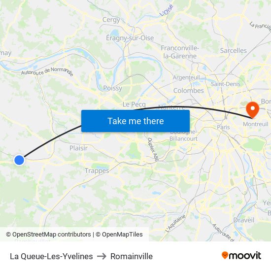 La Queue-Les-Yvelines to Romainville map