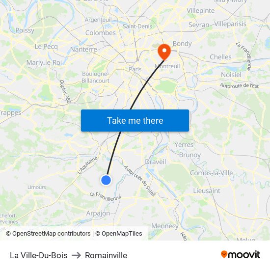 La Ville-Du-Bois to Romainville map