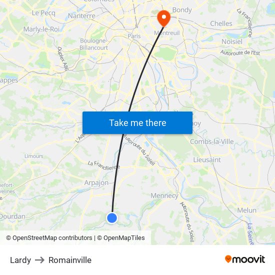 Lardy to Romainville map