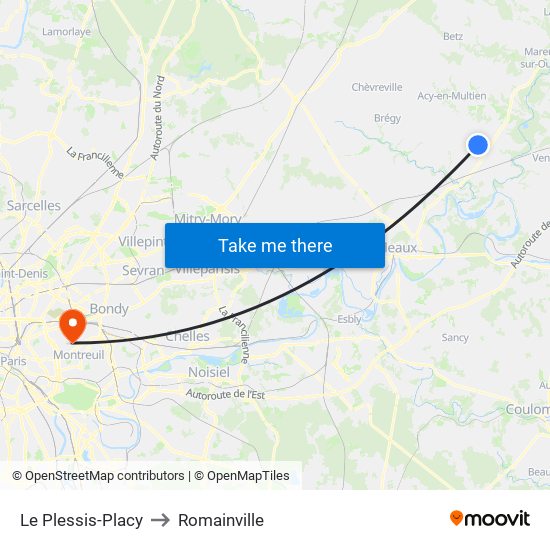 Le Plessis-Placy to Romainville map