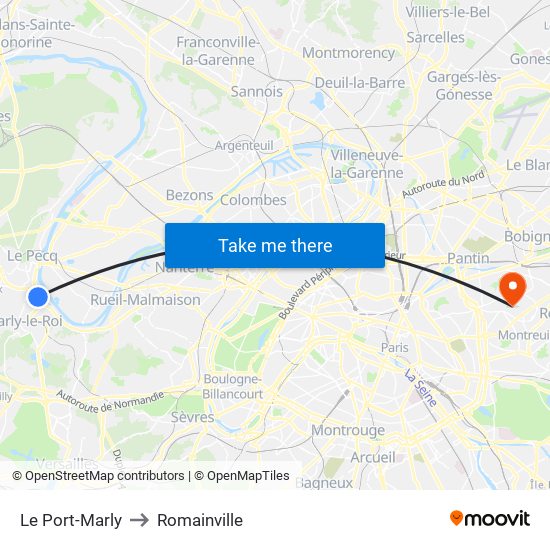 Le Port-Marly to Romainville map