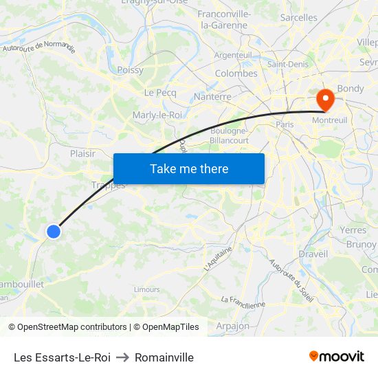 Les Essarts-Le-Roi to Romainville map