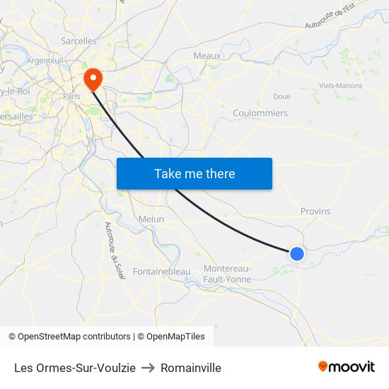 Les Ormes-Sur-Voulzie to Romainville map