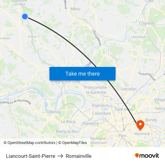 Liancourt-Saint-Pierre to Romainville map