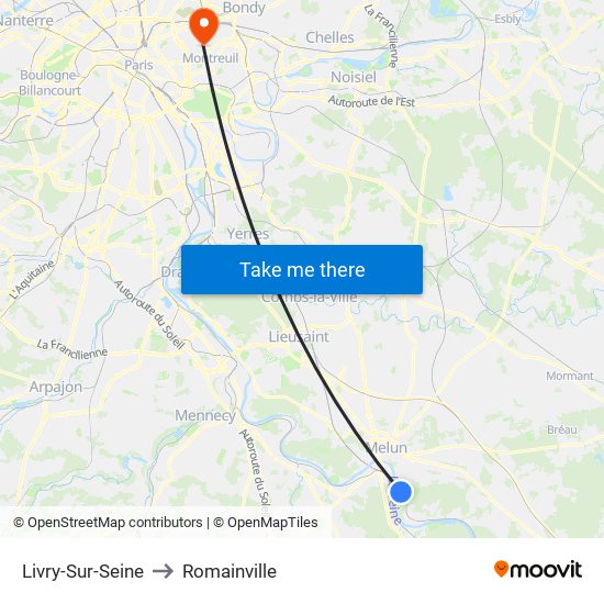 Livry-Sur-Seine to Romainville map