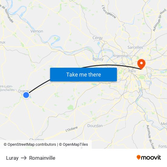 Luray to Romainville map
