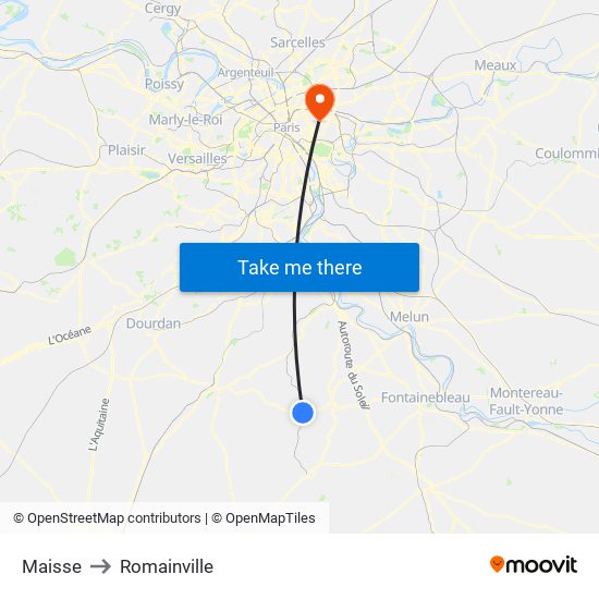 Maisse to Romainville map