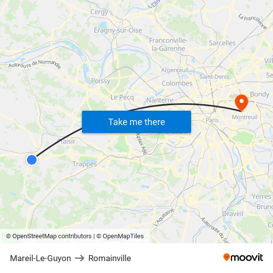 Mareil-Le-Guyon to Romainville map