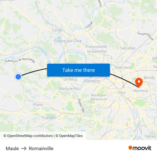 Maule to Romainville map