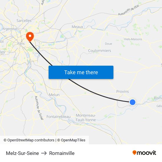 Melz-Sur-Seine to Romainville map