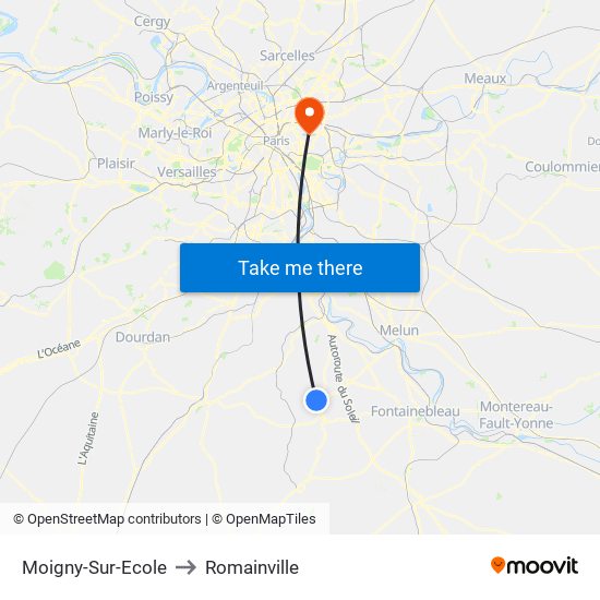 Moigny-Sur-Ecole to Romainville map