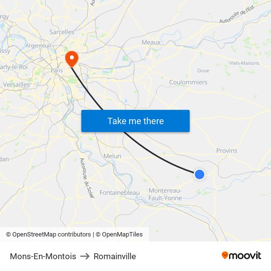 Mons-En-Montois to Romainville map