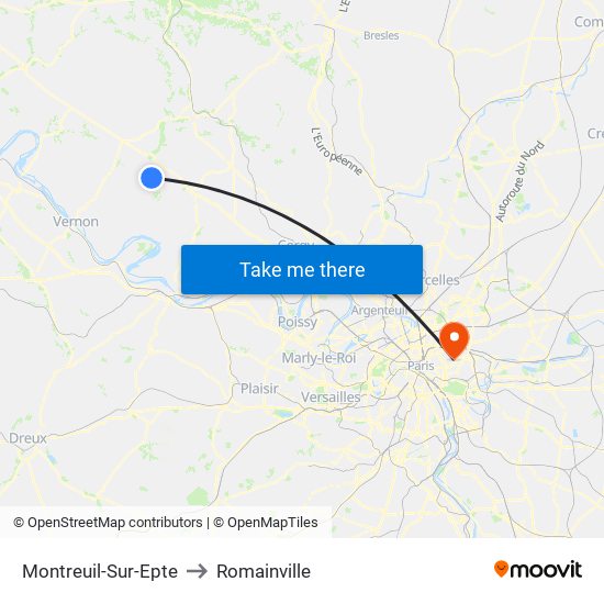 Montreuil-Sur-Epte to Romainville map