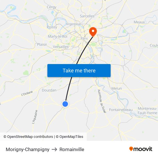 Morigny-Champigny to Romainville map