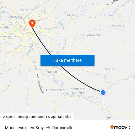 Mousseaux-Les-Bray to Romainville map