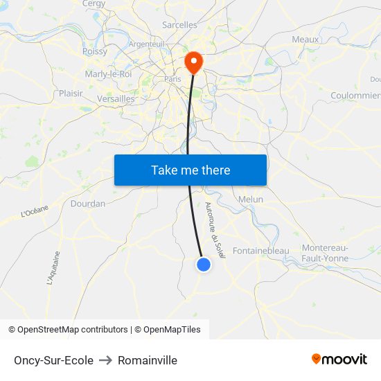 Oncy-Sur-Ecole to Romainville map