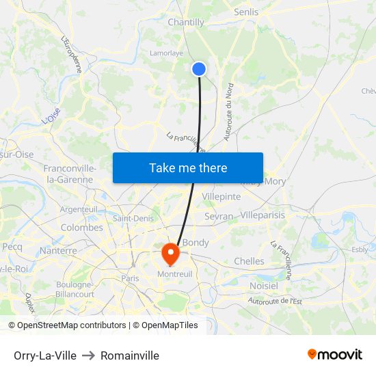 Orry-La-Ville to Romainville map