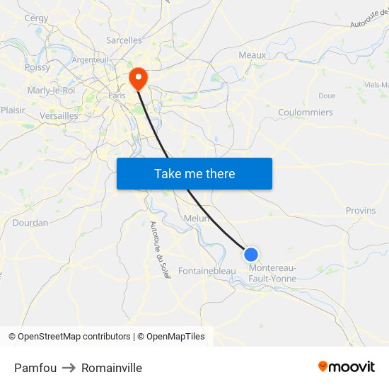 Pamfou to Romainville map