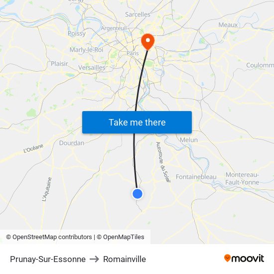 Prunay-Sur-Essonne to Romainville map