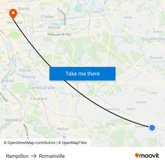 Rampillon to Romainville map