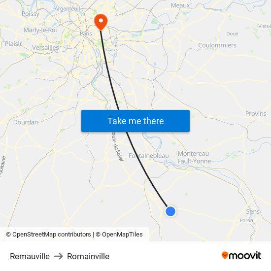 Remauville to Romainville map